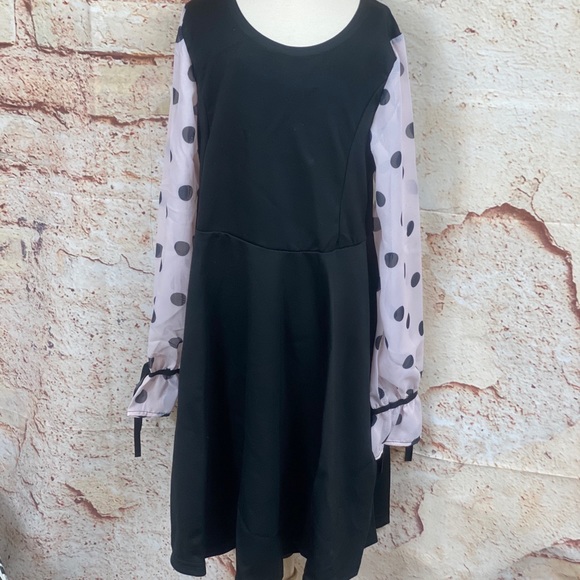 ❌ Pie Black Polka Dot Sheer Sleeve Dress - Picture 6 of 9